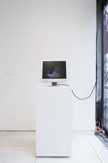 Jennifer Juba, To The Willing Participants Of the Panoptican, live feed video surveillance with delay, 2015. Access Gallery and Avenue.