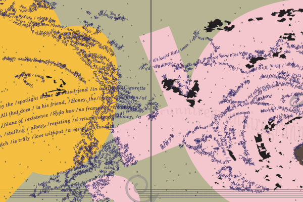 Yes, Sydo accompanying image, featuring assorted abstract text overlayed on lilac, yellow, and green shapes.