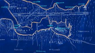 Historical map of False Creek Flats, depicting 'Skwachays' area.