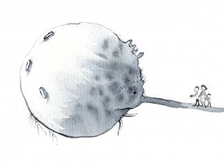 ink drawing of a circular object