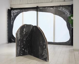 Medium wide shot of Tiffany Law's 'back of a drawer' exhibit