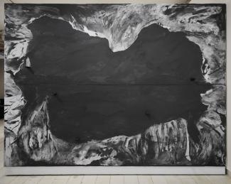 Full frame shot of Tiffany Law's 'the mouth of dead water' wall piece